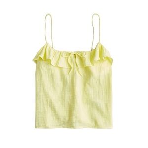 J. Crew Ruffle Soft Gauze Camisole Cotton Preppy Summer Neon Yellow Size XL